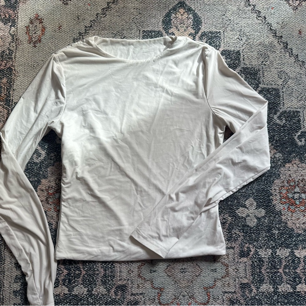 Women's White tight Long Sleeve Top